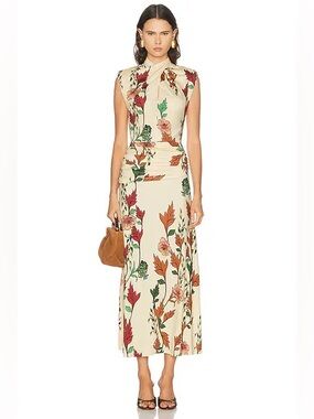 Johanna Ortiz Hibiscus Compass Floral Ruched Ankle Dress FWRD
